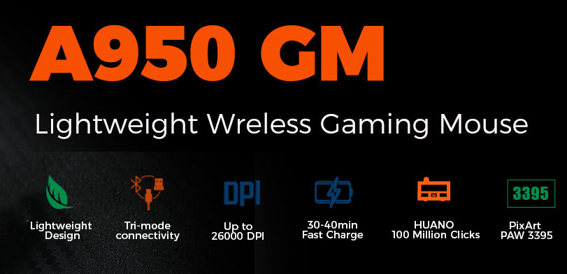 DAREU A950GM Wireless Gaming Mouse - Black