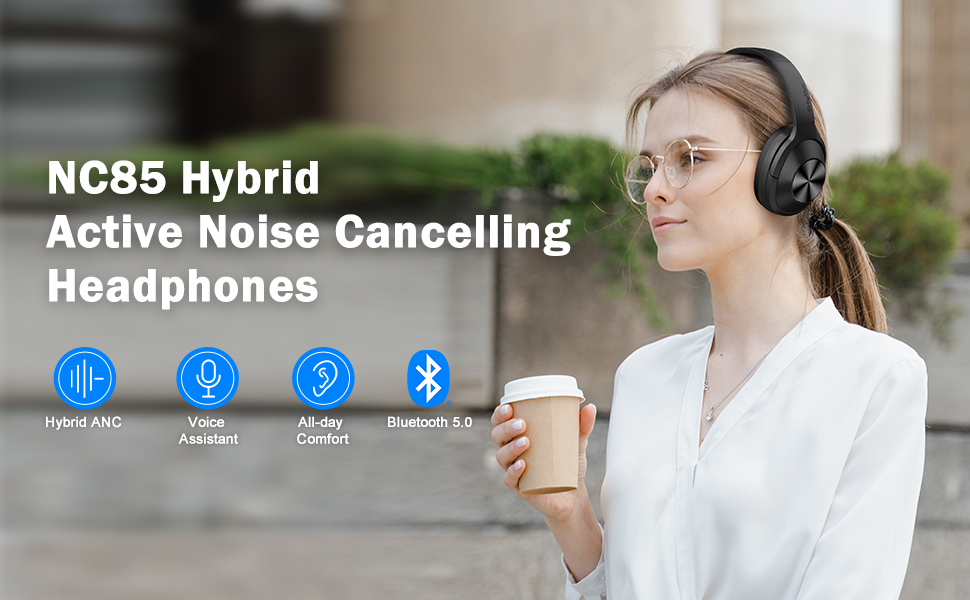 Srhythm NC85 Dynamic Hybrid Noise Canceling Headphones Bluetooth