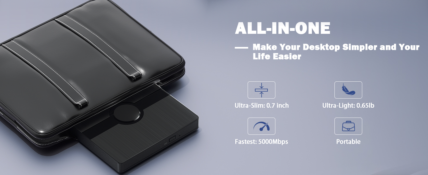 External Blu Ray Drive, USB 3.0 and Type-C Blu Ray Drive with Extension Data Cable, Portable Blu Ray