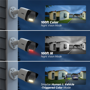 Intelligent Color Night Vision up to 100ft