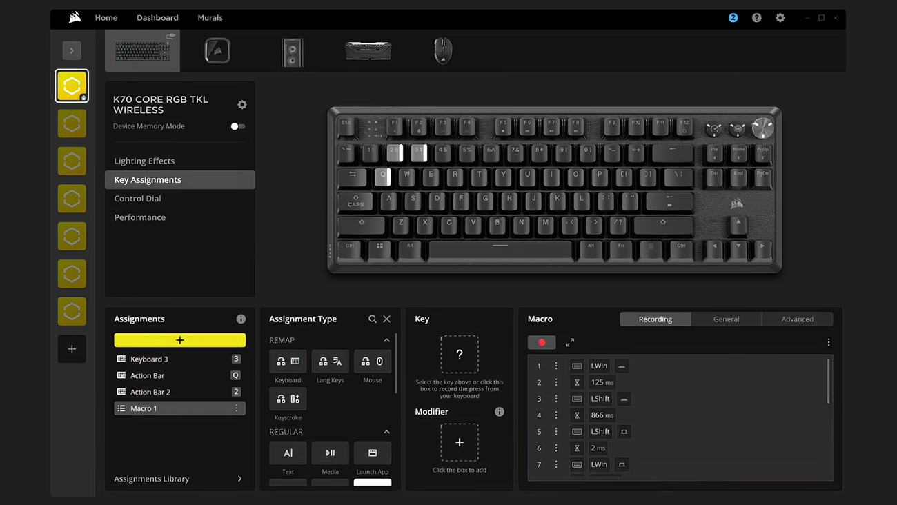 Corsair K70 CORE TKL Wireless RGB Mechanical Gaming Keyboard