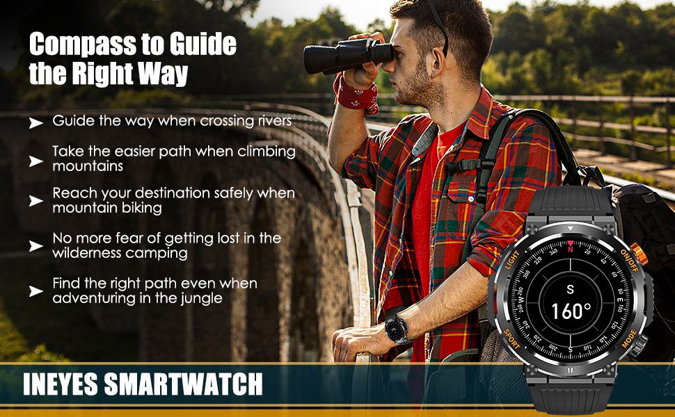 Rugged watch with online compass