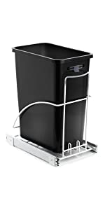 Home Zone Living 15 Gallon Pull Out Dual Recycling and Trash Can, 58 Liter, Black