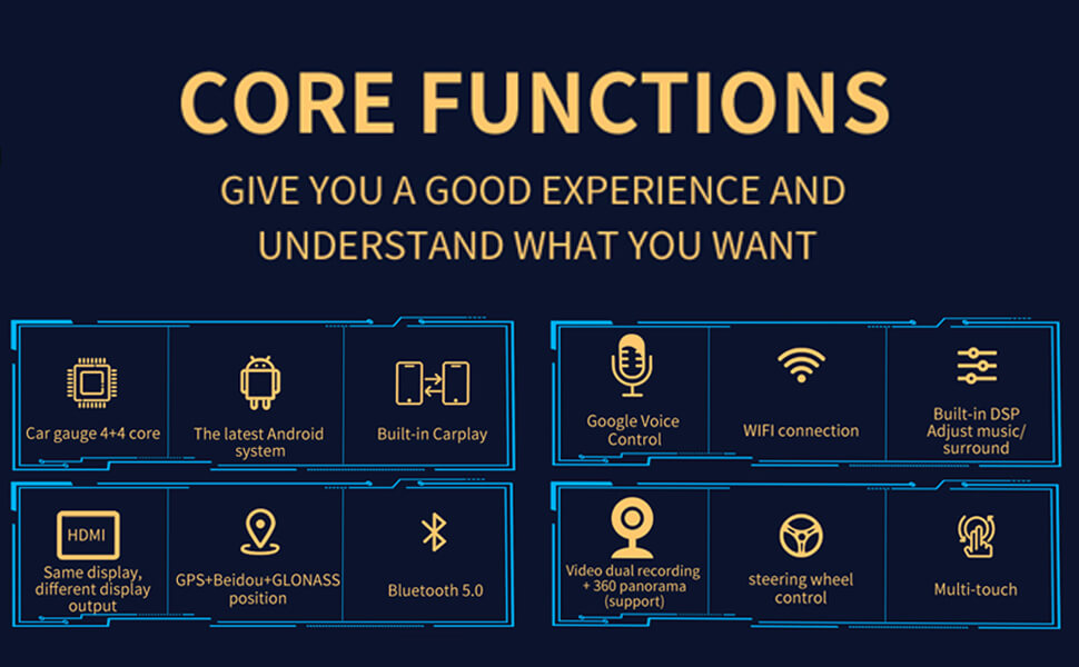 android double din car stereo wireless carply android auto touchscreen car radio 10 inch