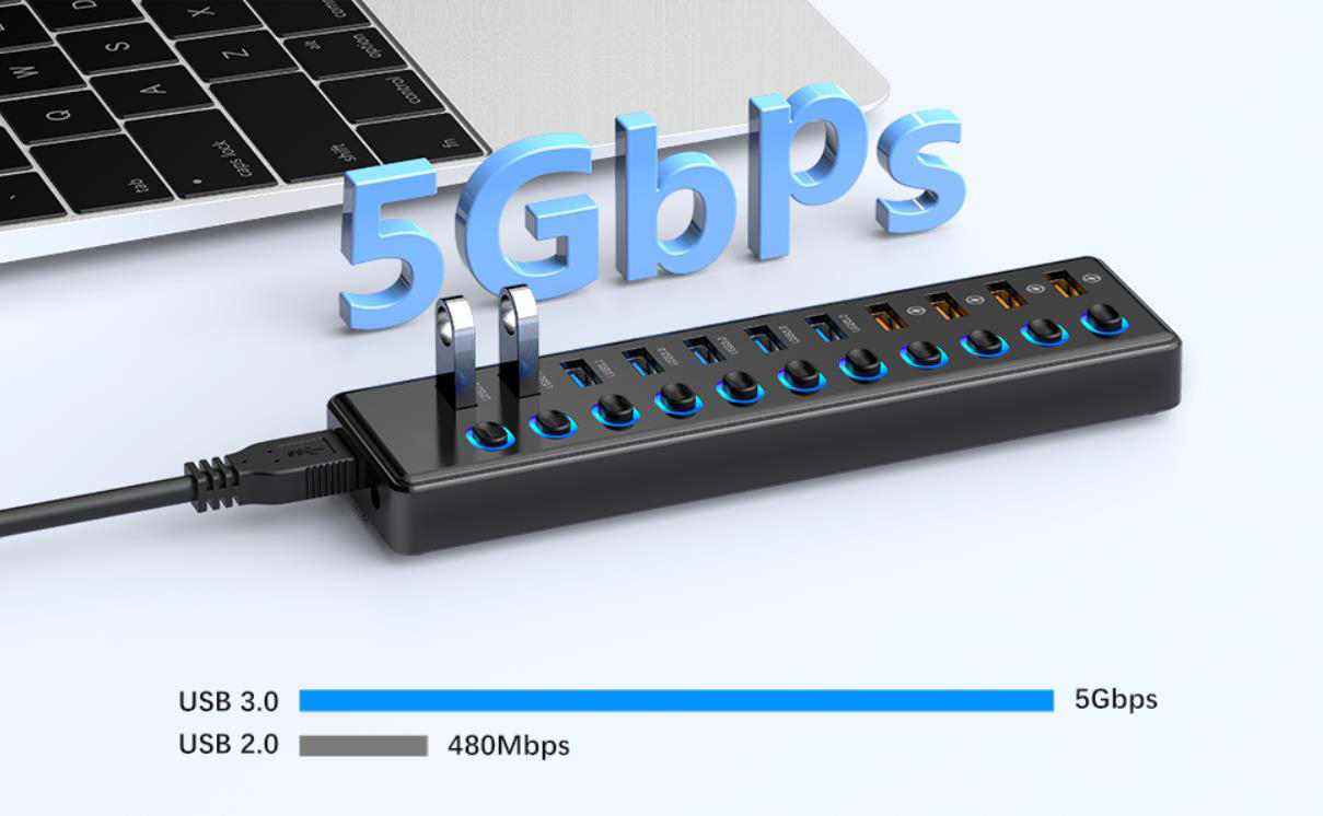 Fast Data Transfer  The USB 3.0 port transfer data speed up to 5Gbps, 10 times faster than USB 2.0,