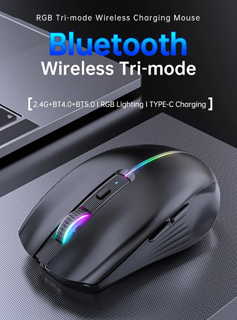 Gaming Mice, Bluetooth Wireless Mouse - (BT4.0/BT5.0+2.4G) Tri-Mode High Performance Wireless Mouse,