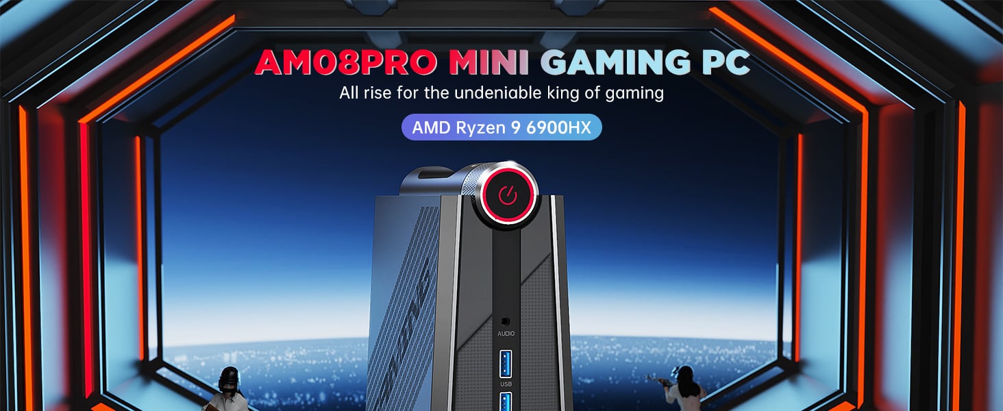 [Gaming PC] Mini PC Ryzen 9 6900HX(up to 4.9Ghz), 32GB DDR5(Dual Channel)  512GB NVMe SSD Mini Computers with AMD Radeon 680M(12 cores/2200 MHz)