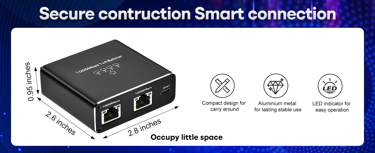 Upgrade Ethernet Splitter 1 to 4 High Speed 1000Mbps Internet Splitter [4 Devices Simultaneous Netwo