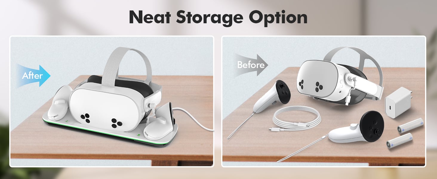 Charging Dock Compatible with Me-ta Quest 3/3S, VR Accessories Charging Station