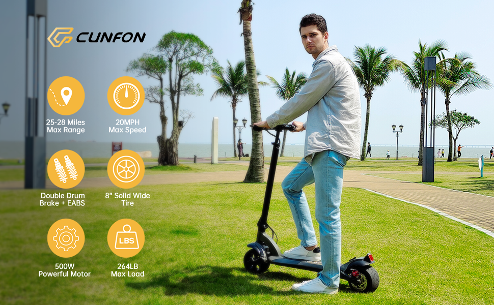  CUNFON Electric Scooter,15 MPH Power by 350W, 19-21