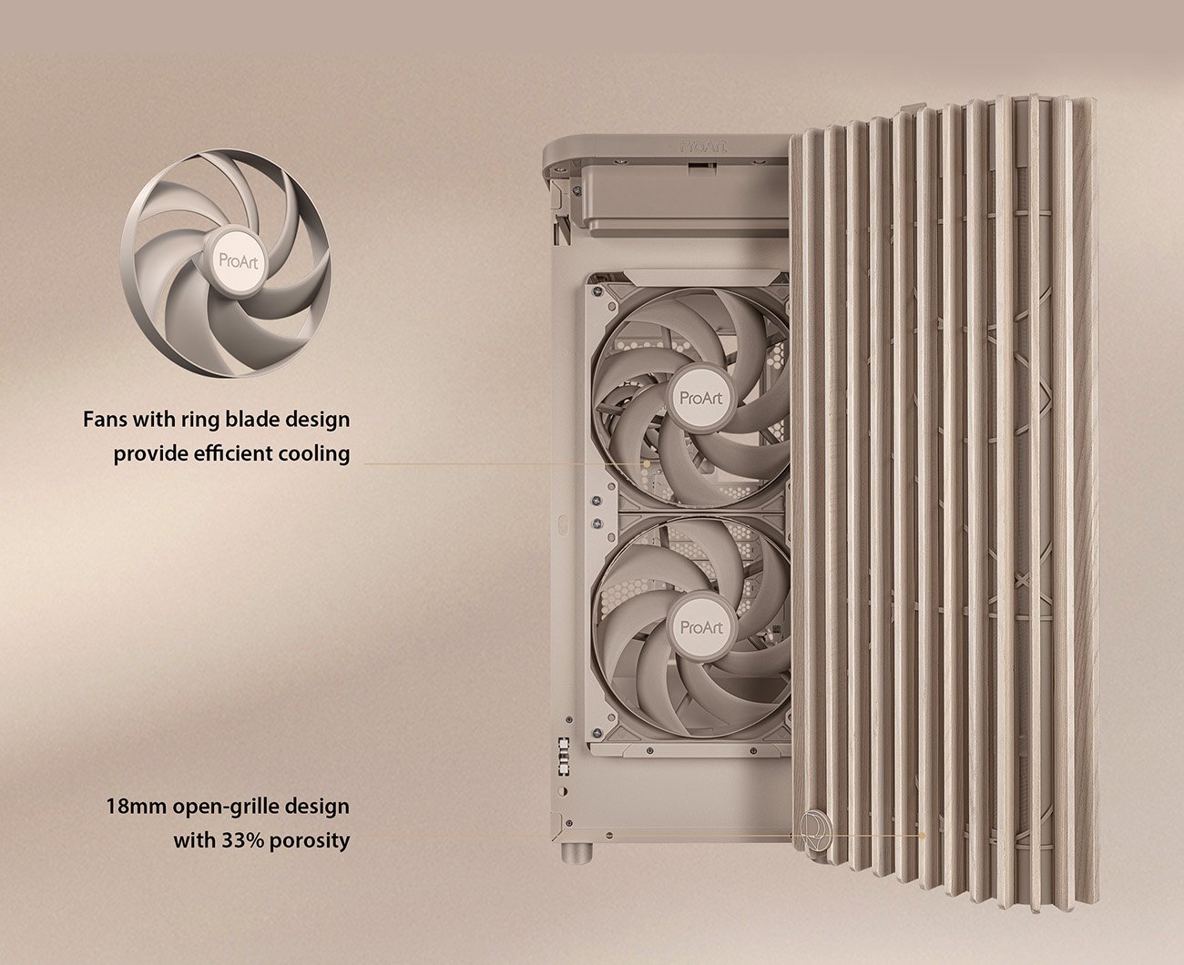 ASUS ProArt PA401 Wood Edition Beige ATX case