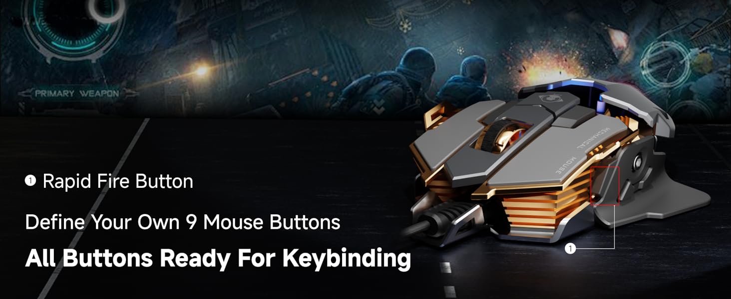 Wired USB Gaming Mouse, Ergonomic RGB Gaming Mice, Computer Mouse, 6 Adjustable DPI up to 12800 dpi