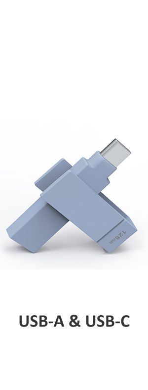PioData iXflash USB A to USB C Flash Drive Blue