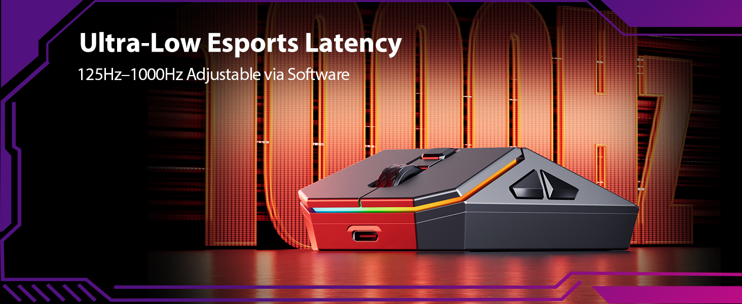 125-1000Hz Adjustable, Ultra-Low Latency for Sharper Gaming