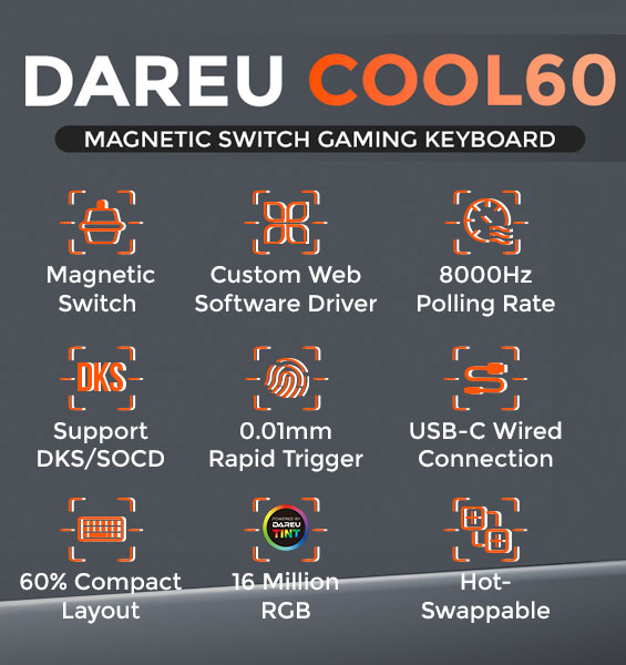 DAREU COOL60 60% Hall Effect Gaming Keyboard