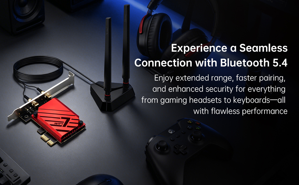 BE6500 WiFi 7 PCIe Network Card for Desktop PC,Tri-Band 2.4G/5G/6GHz Wireless Adapter with Bluetooth