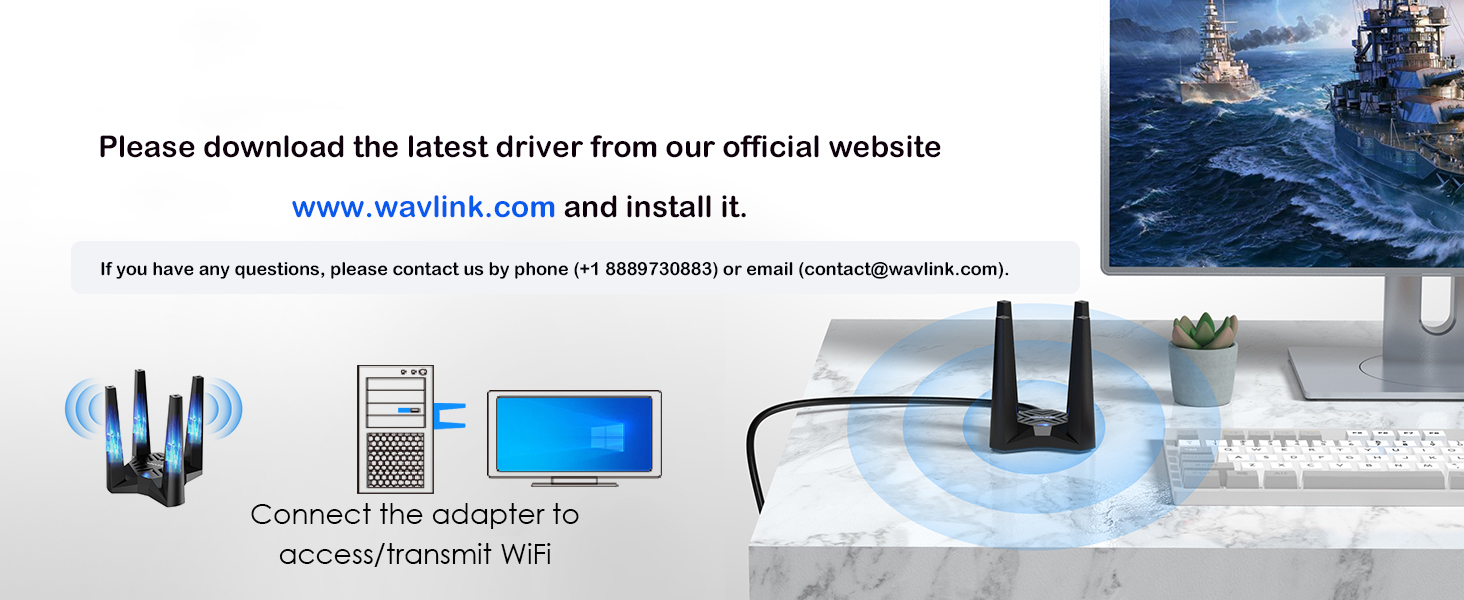 WAVLINK WL-WN693X2F AX5400 USB WiFi 6E Adapter 
