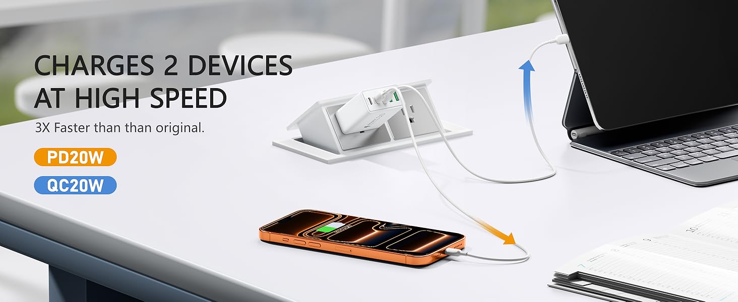 [2-Pack] USB C Wall Charger,50W 5-Port PD Fast USB C Charging Block