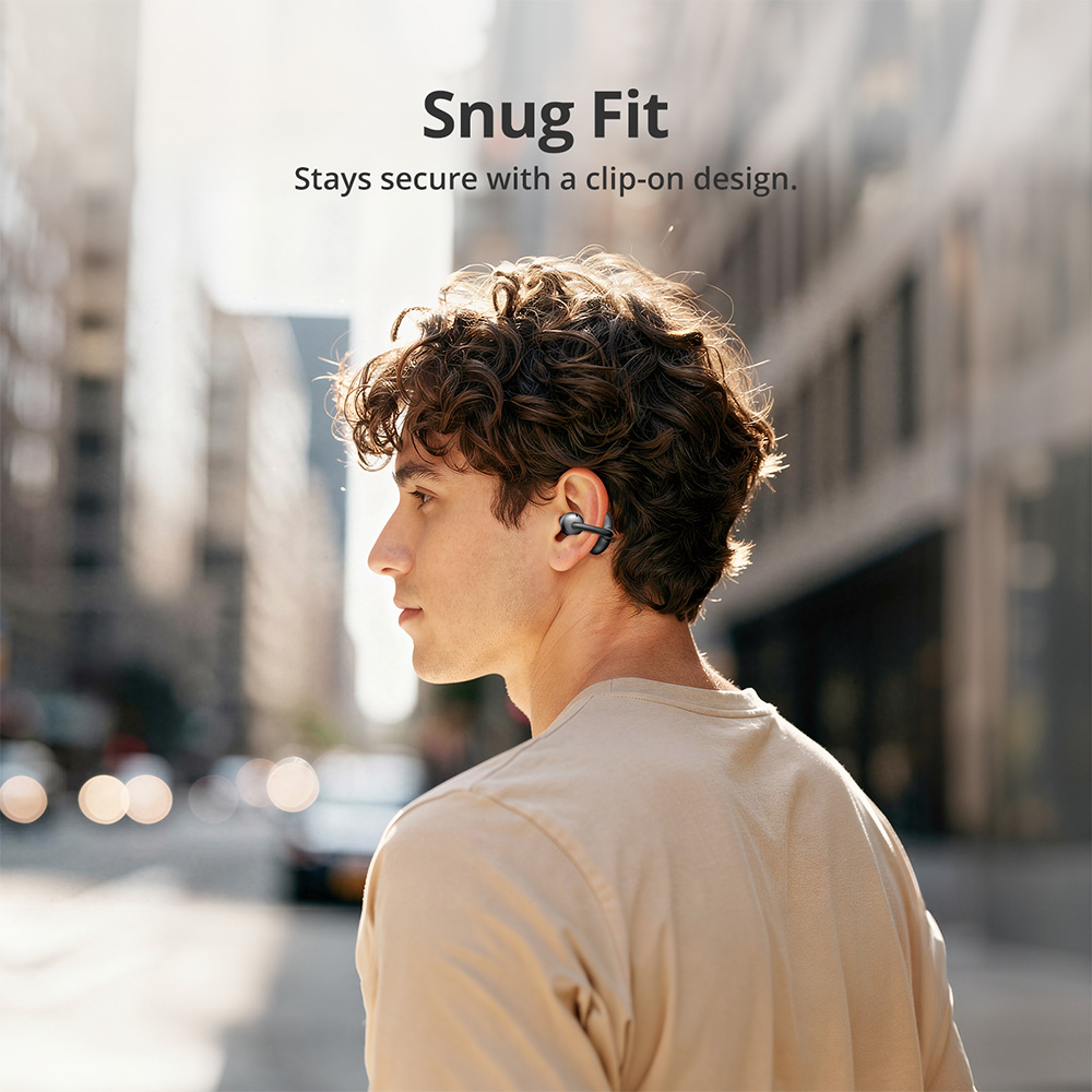 Tronsmart Open Ear Clip-On Wireless Earbuds, Titanium Memory Wire C-Bridge