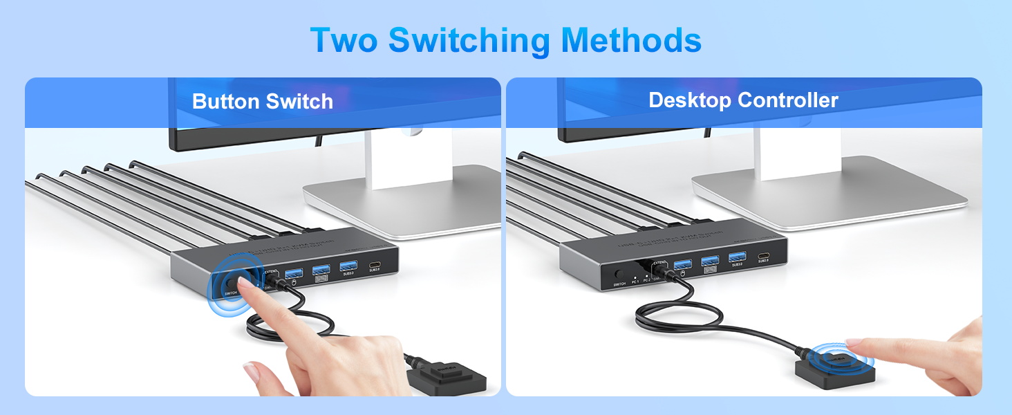 KVM Switch 1 Monitors 2 Computers 4K@60Hz, USB C HDMI KVM Switch 2 Port