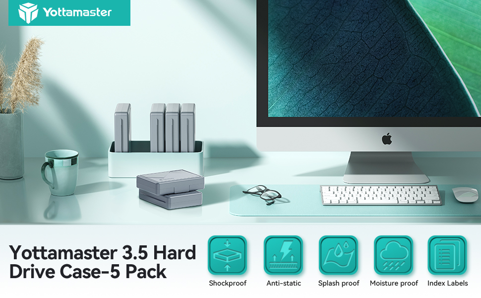 Yottamaster 5 Pieces 3.5 Inch Hard Drive Bag Protective Bag with Sticker Sticky Note