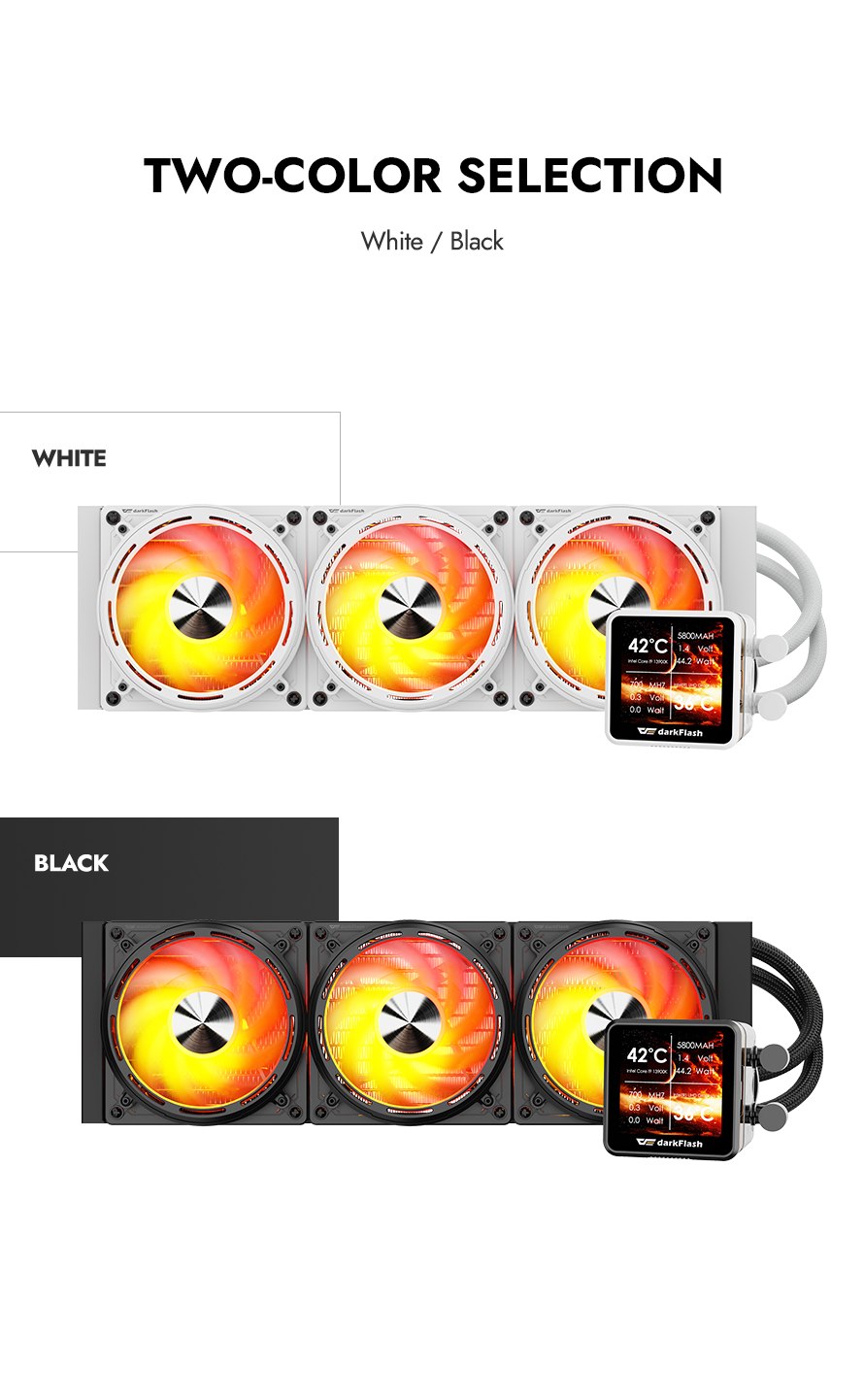 darkFlash DE360 360mm AIO Liquid CPU Cooler 2.88" IPS Display 5V ARGB Lighting Copper Water