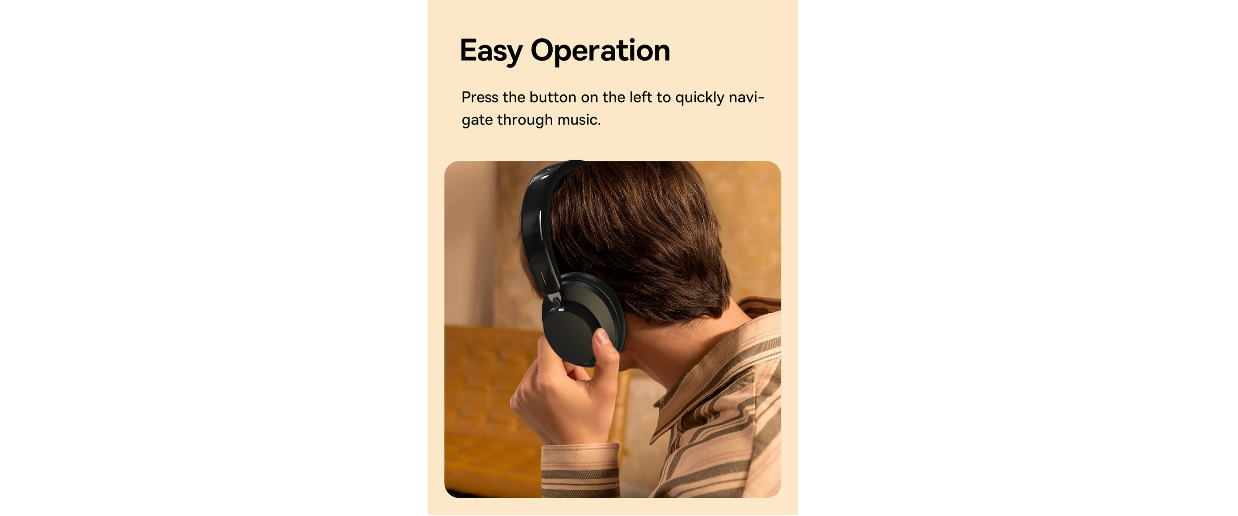 Easy control, EACH over-ear headphones, button operation