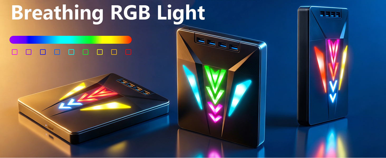 External CD DVD Drive for PC, [7 in 1]External CD/DVD Optical Burner with 4 USB Ports and TF/SD Card