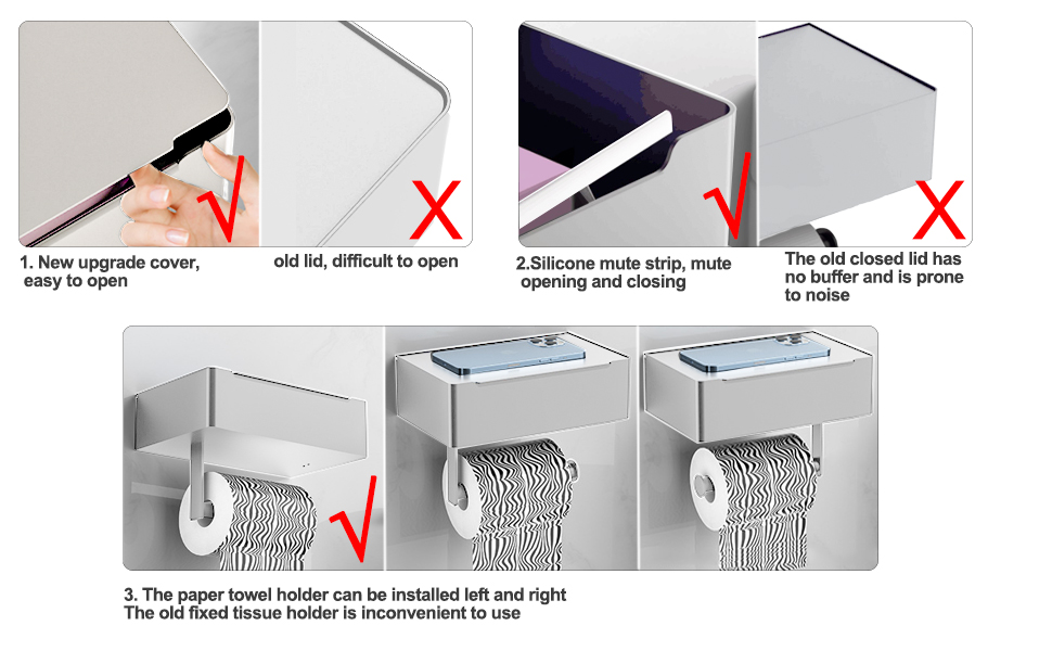 Misounda Toilet Paper Holder Without Drilling with Wet Wipes Box