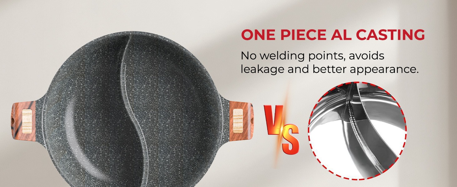 Rosewill 4.2QT Double Flavor Non-sticking Shabu Shabu Hot Pot with Divider - Dark Gray