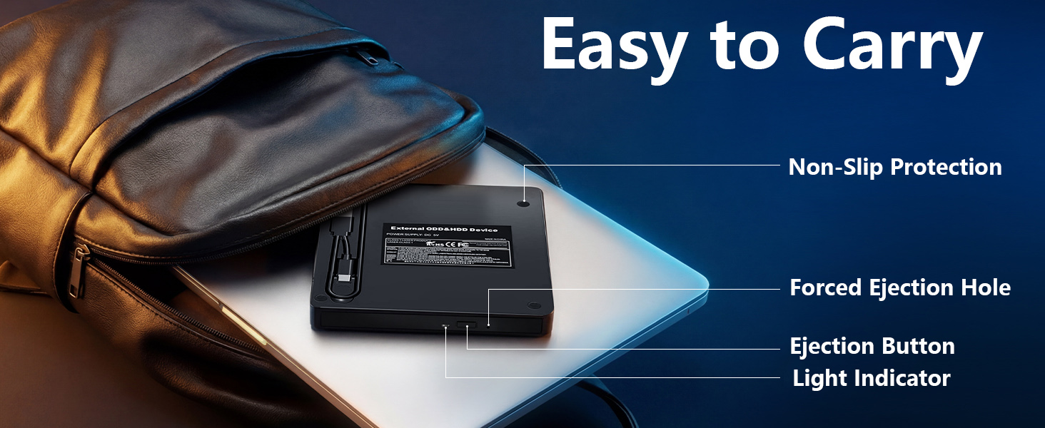 External CD DVD Drive for PC, [7 in 1]External CD/DVD Optical Burner with 4 USB Ports and TF/SD Card