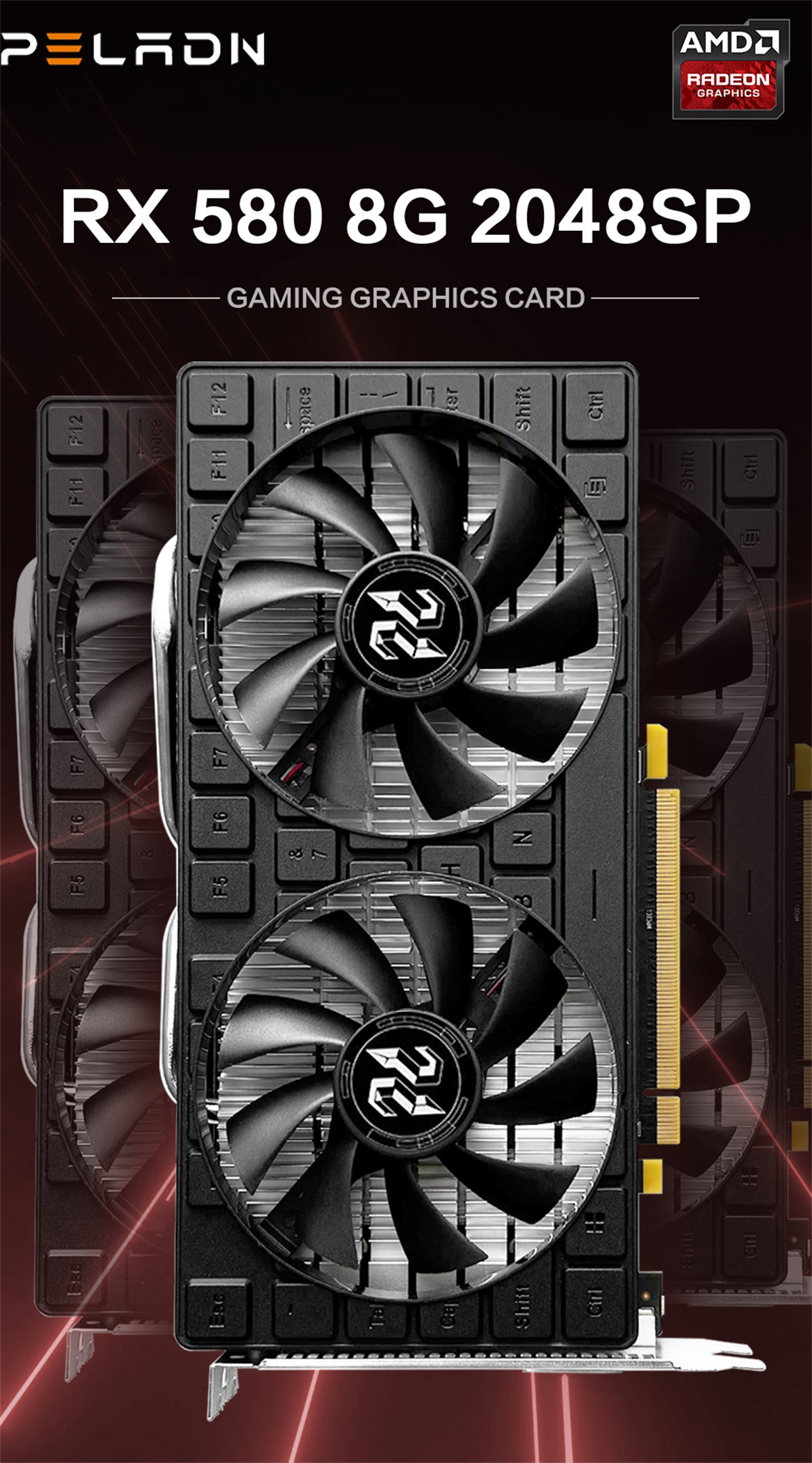 PELADN RX 580 8GB Graphics Card GPU DirectX 12 256-Bit GDDR5 PCI ...