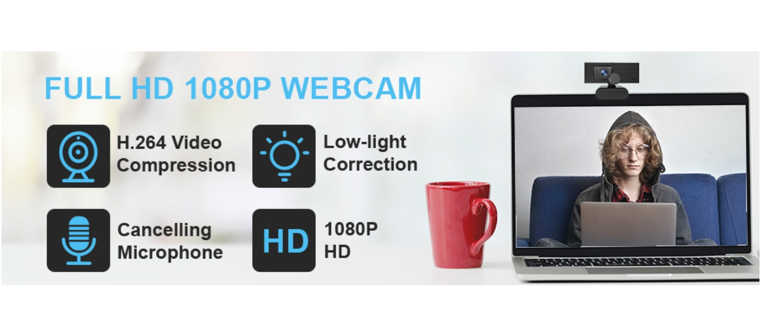 EACH webcam, low light correction, H.264 compression, noise cancelling mic