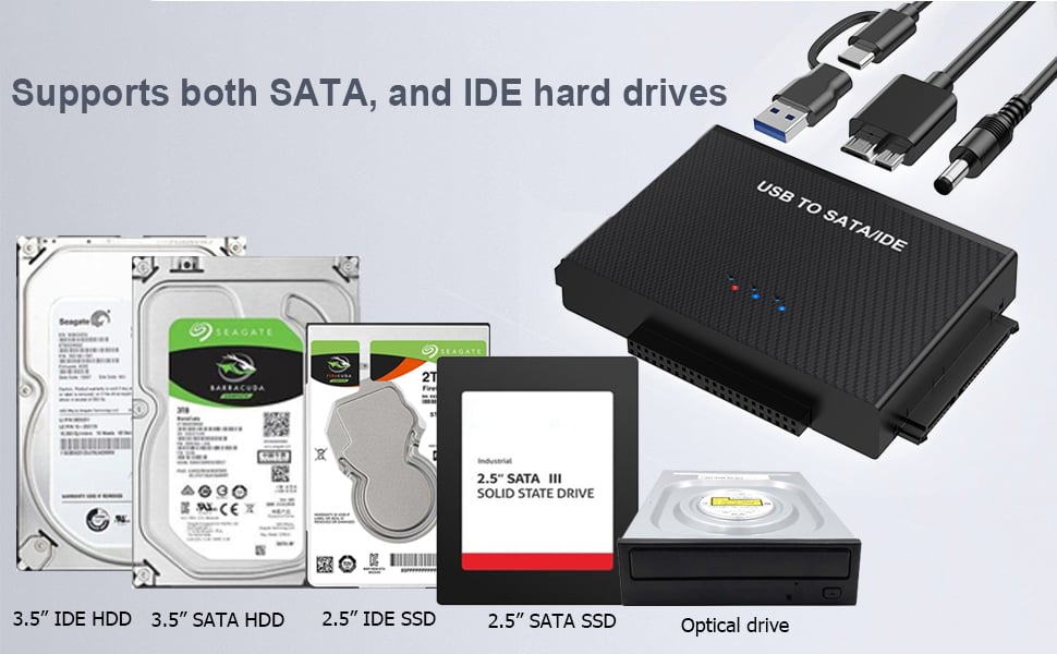 Support SATA II/I and IDE interface, including 2.5" and 3.5" SATA I/ SATA II HDD / SSD DVD-ROM, CD-R