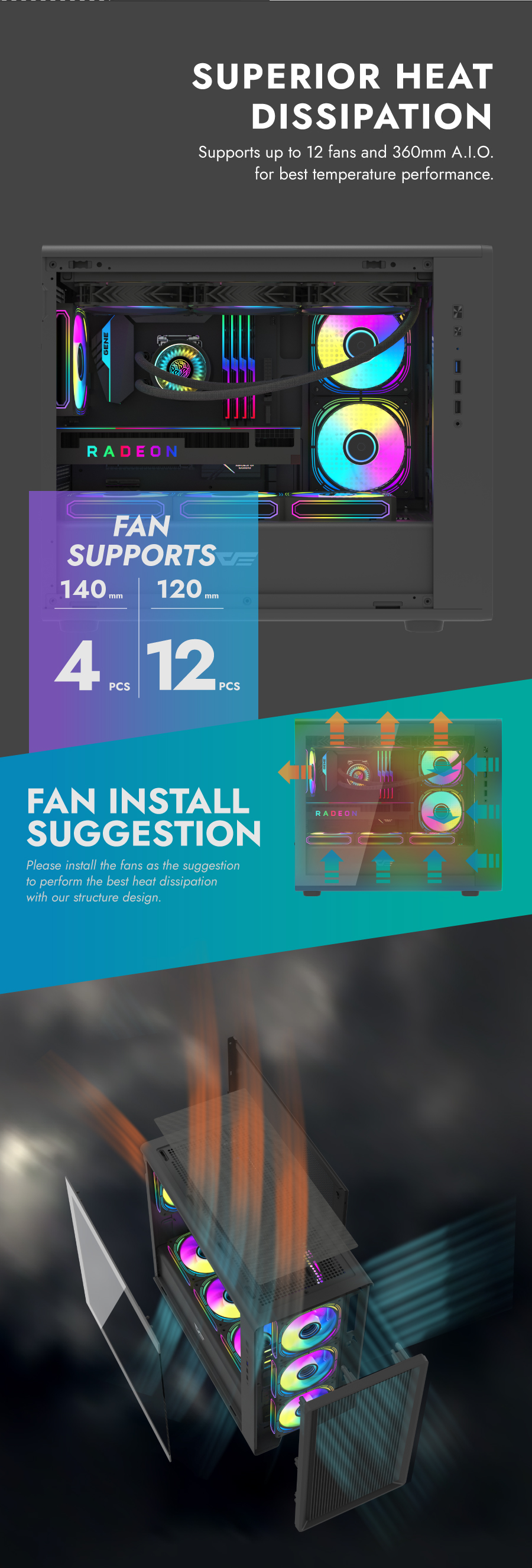 darkFlash DB460M, Micro-ATX PC Gaming Case, High Airflow Full Mesh Front Panel