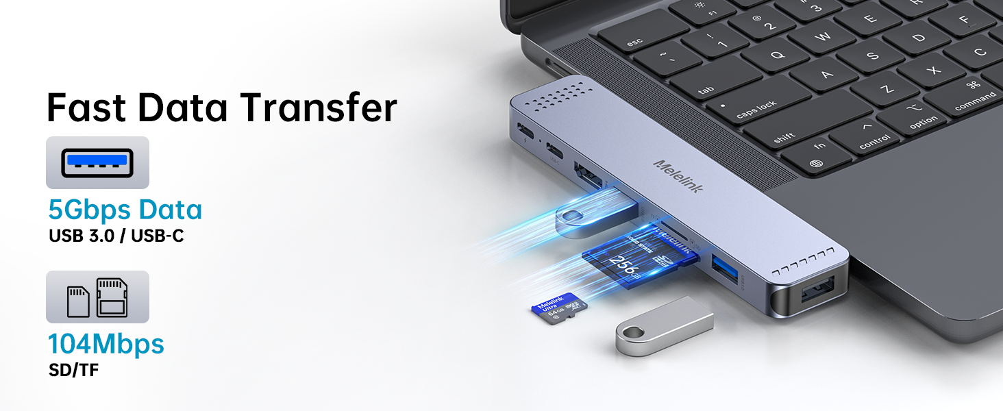 USB C Hub Macbook Accessories with HDMI 4K, Thunderbolt 3, USB C  Data Ports,SD/TF Card Slot