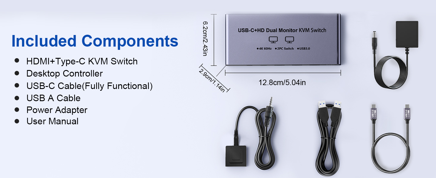 USB-C+HDM KVM Switch 2 Monitors 2 Computers-8K@60Hz 4K@60Hz USB C KVM Switch Dual Monitor