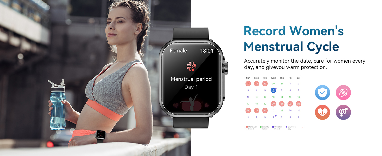 Smart Watch for Men Women, 1000mAh Battery 100-Day Standby Time, 1.85" HD Screen Fitness Tracker