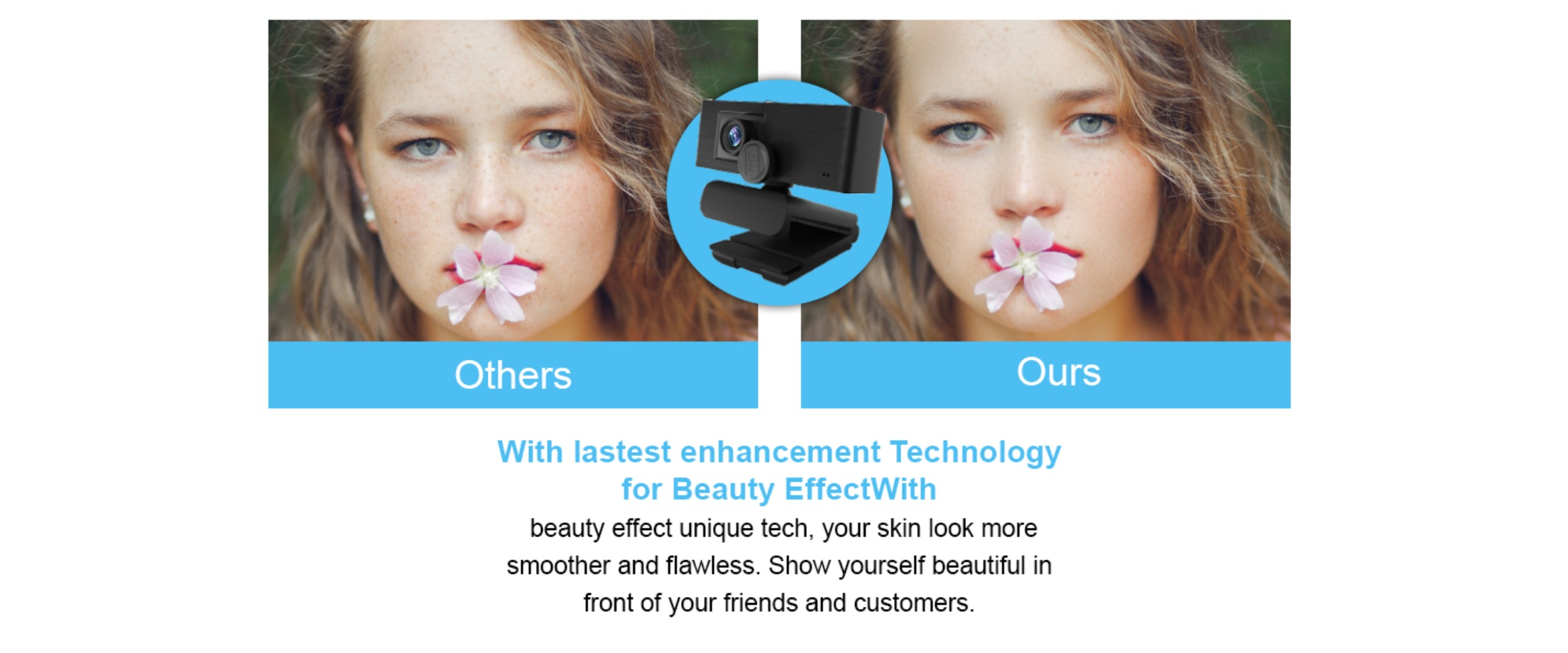 INMISS webcam soft beauty filter, skin smoothing, delicate visuals