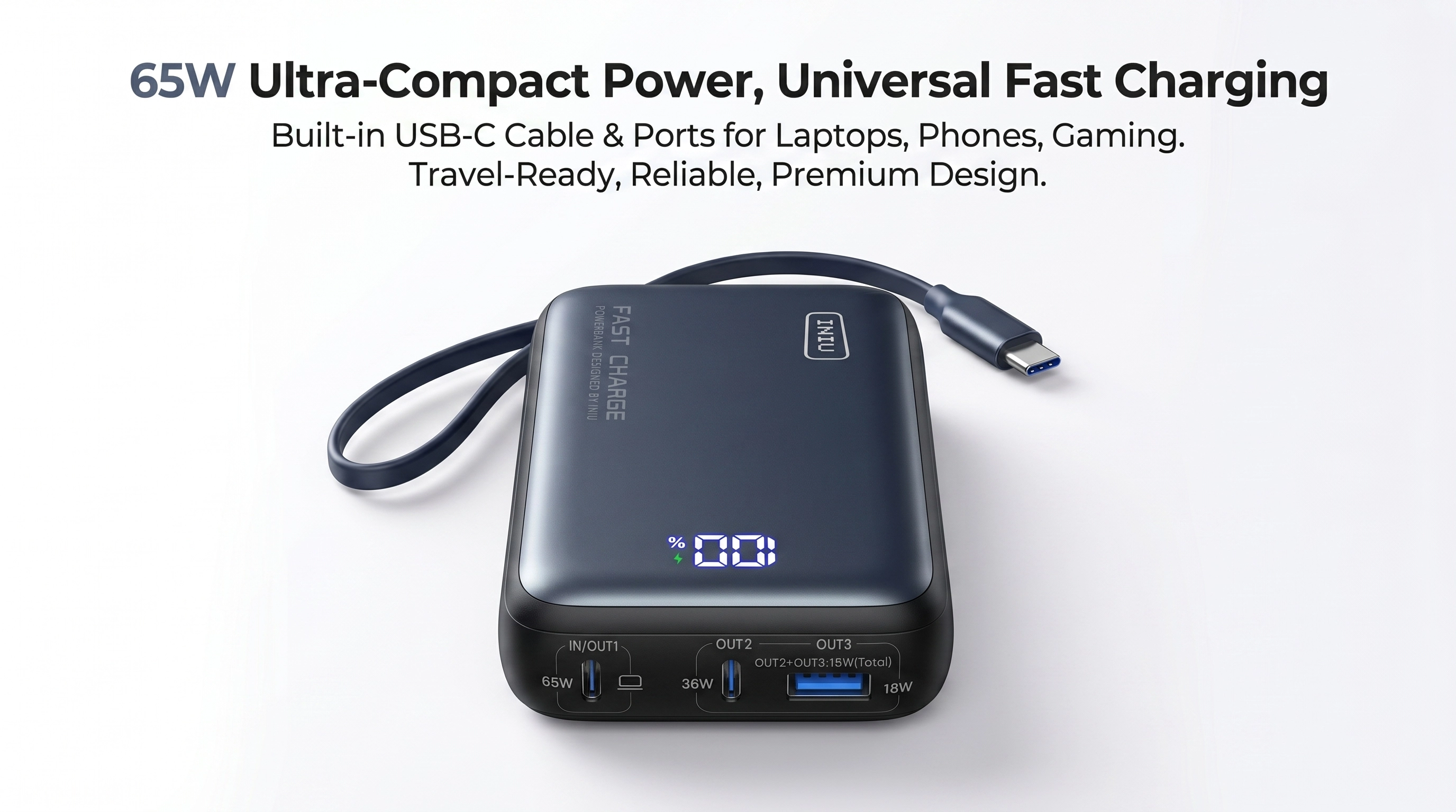 Fast Charging Battery Pack for MacBook Dell HP iPad iPhone Samsung Steam Deck