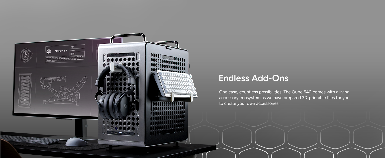 Cooler Master QUBE 540 Stardust Iron ATX Mid-Tower PC Case 