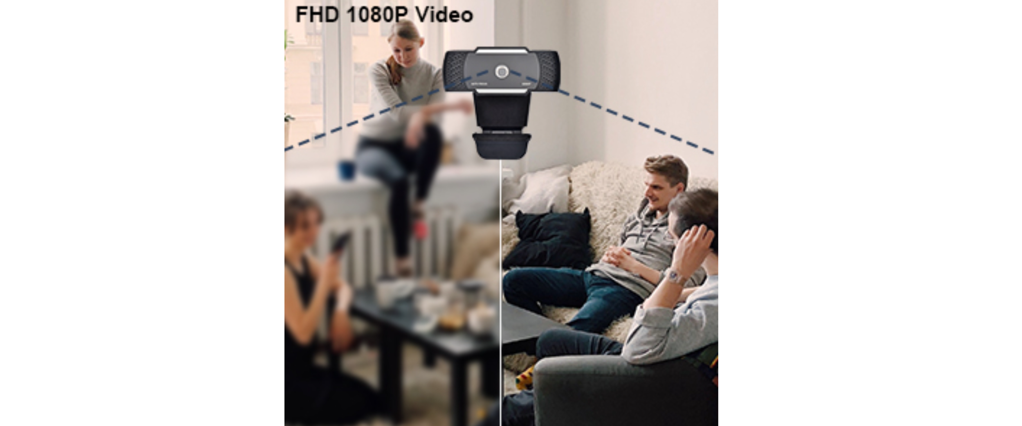 FHD 1080P Video, Wide View Webcam, Group Video Call