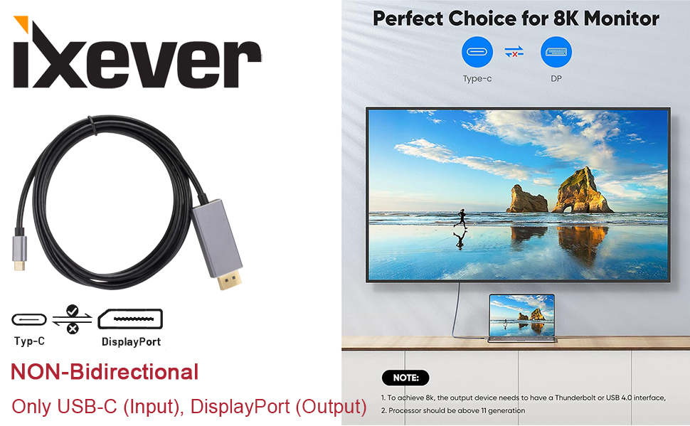 type c to dp displayport cable 6ft 8K