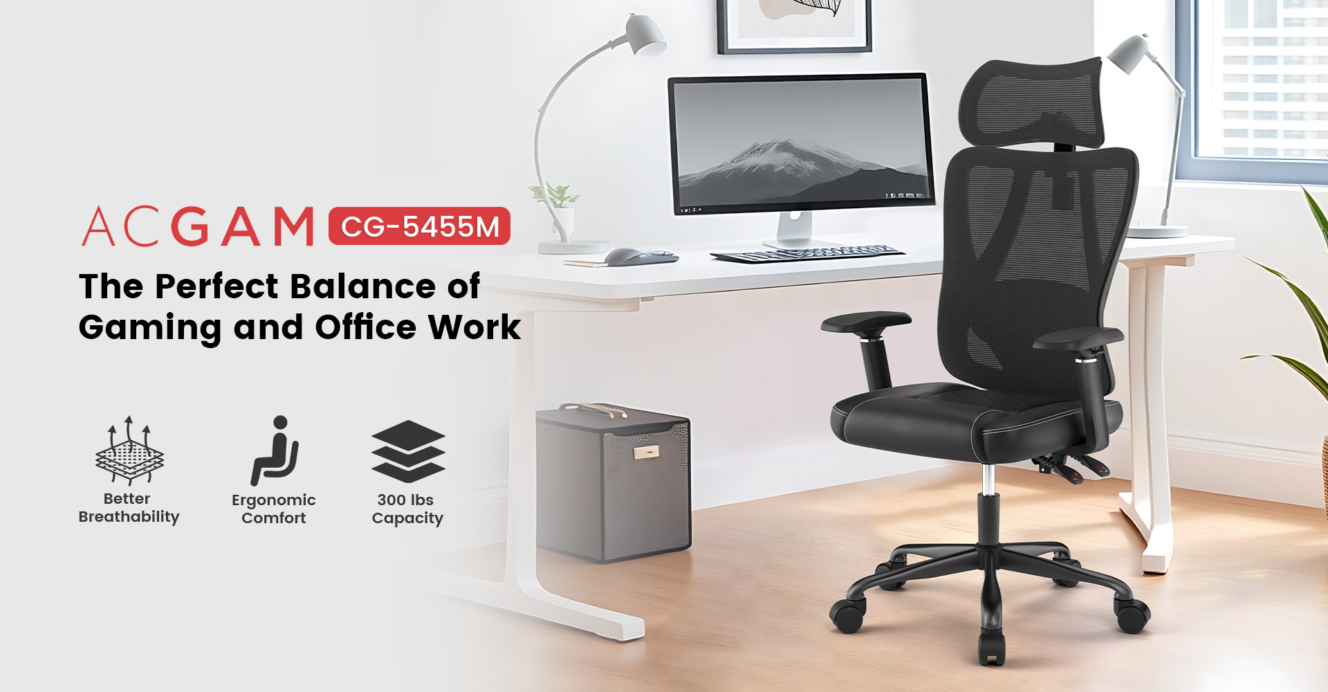 ACGAM High-Back Mesh Ergonomic Office Chair with 4D Lumbar Support