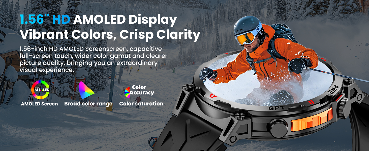 Military Smart Watch with GPS/Compass,Smartwatch with GPT Voice Assistant,1.56" AMOLED Screen