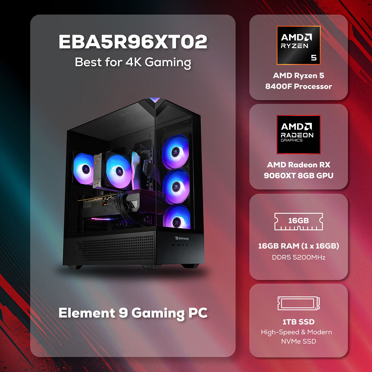 iBUYPOWER EBA5R96XT02  Element Gaming PC Desktop