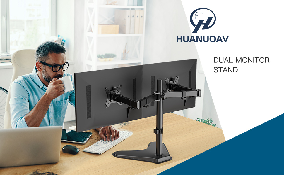  HUANUO 13-32 Inch Dual Monitor Stand, Ergonomic