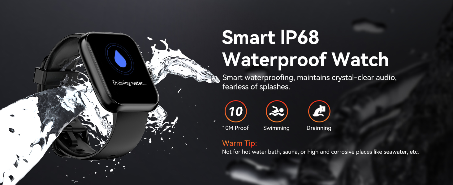 Smart Watch with Alexa Built-in, 1.83'' Touchscreen with Call Function, IP68 Waterproof