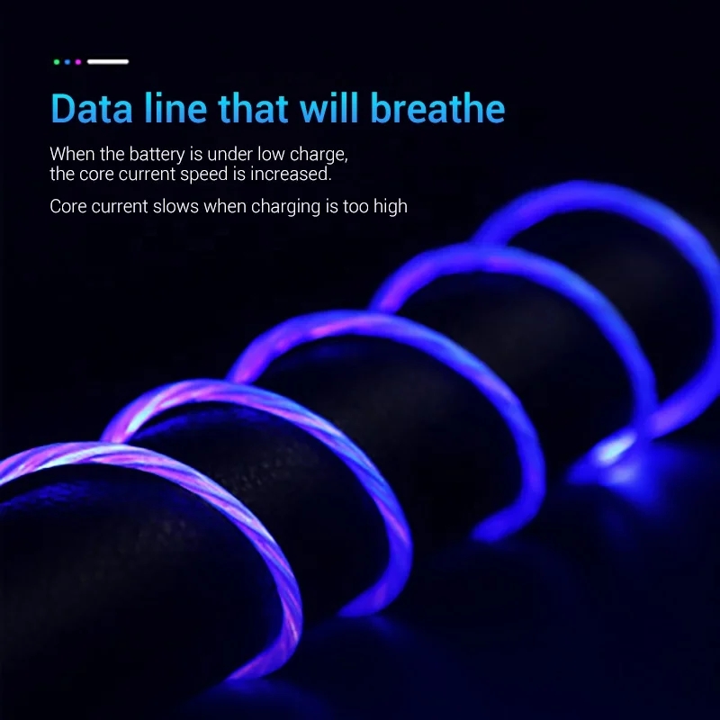 Light Up Lightning Cable Magnetic LED Glowing 3 Way Phone Data and Charger Cord