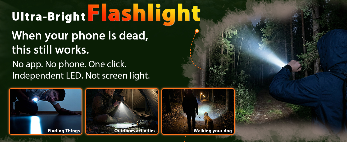 MIlitary Smart Watch for men with Compass, Flashlight, 100 Days Battery, IP68 Waterproof